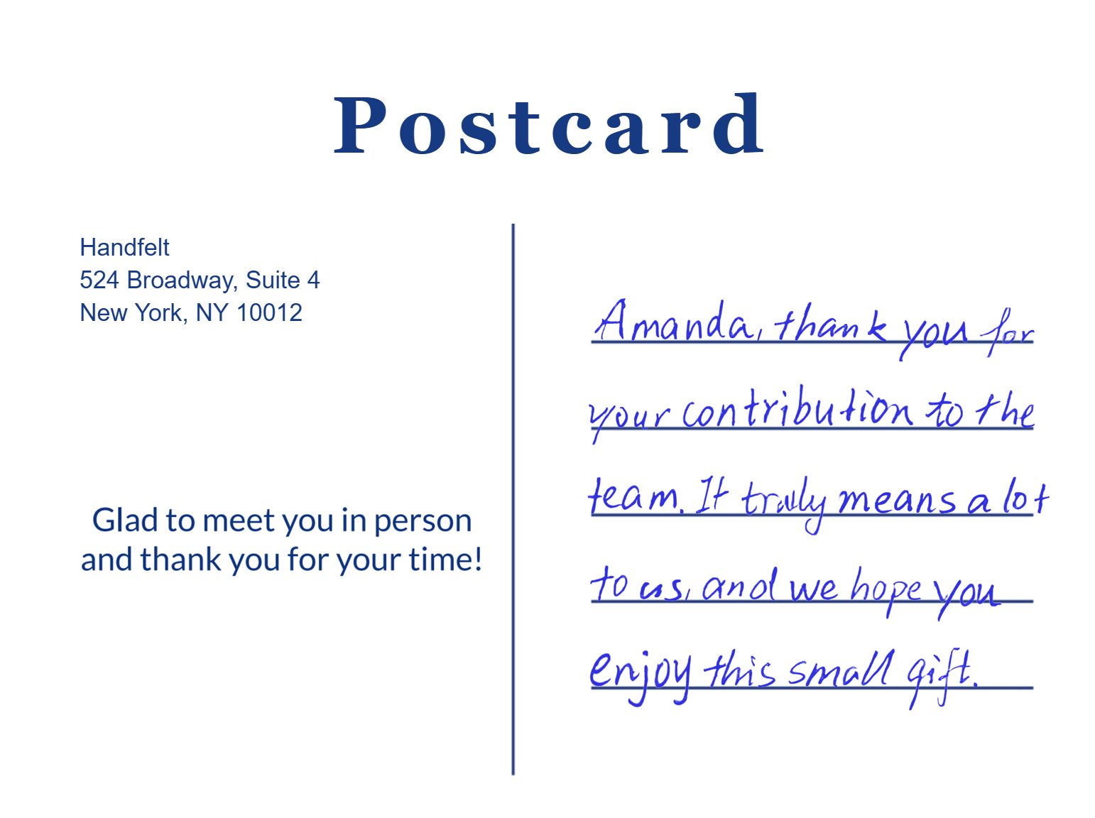 Handwritten postcard